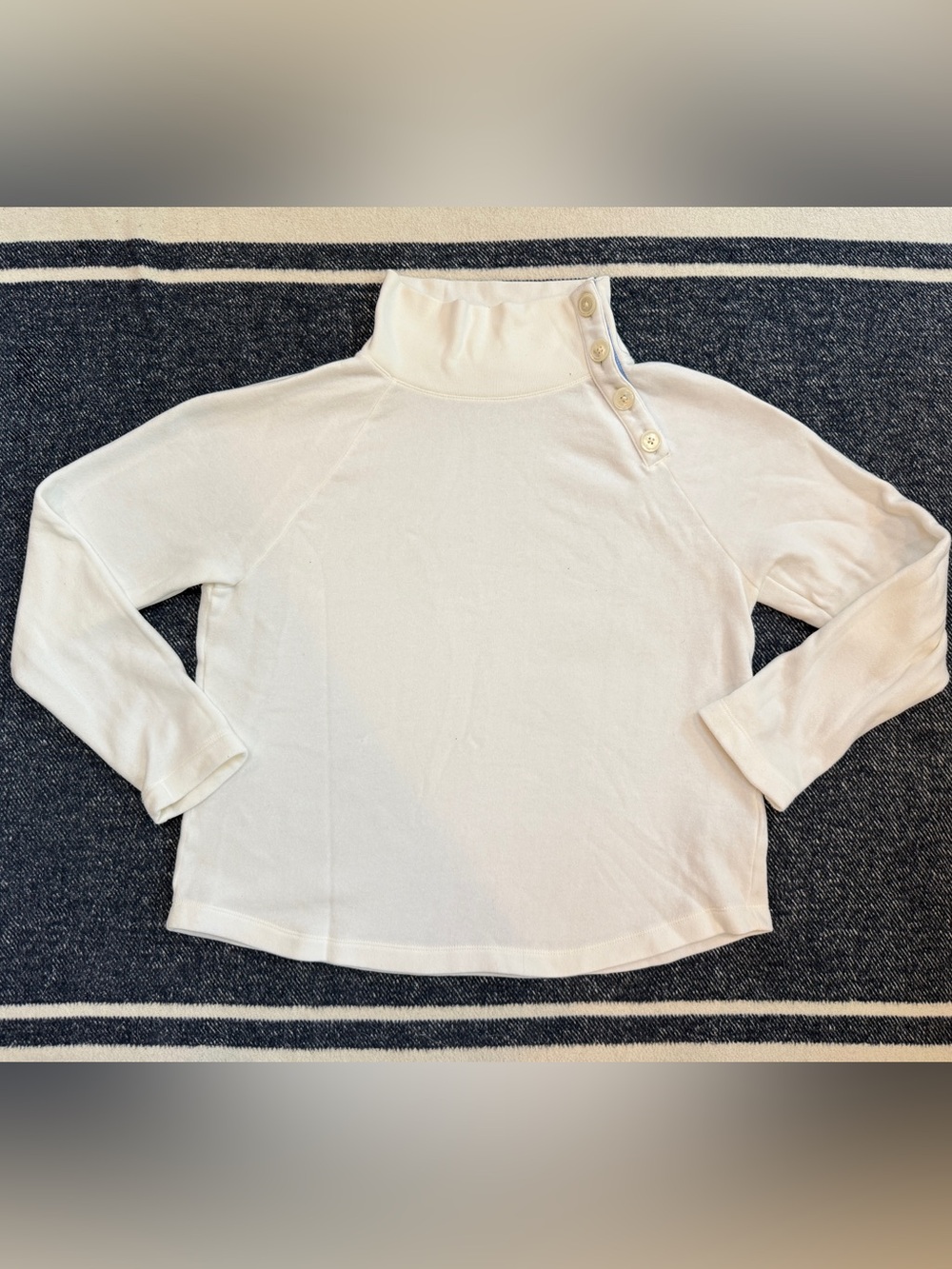 J Crew White Button Collar Mock Neck Long Sleeve Shirt Women’s Size Medium M